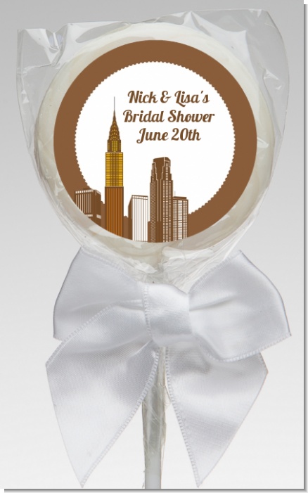 New York City Skyline - Personalized Bridal Shower Lollipop Favors