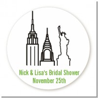 New York City - Round Personalized Bridal Shower Sticker Labels