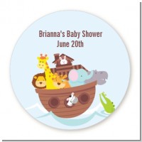 Noah's Ark - Round Personalized Baby Shower Sticker Labels