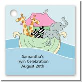 Noah's Ark Twins - Personalized Baby Shower Card Stock Favor Tags