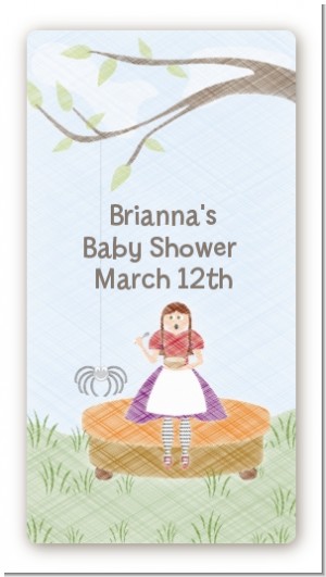 Nursery Rhyme - Lil Miss Muffett - Custom Rectangle Baby Shower Sticker/Labels