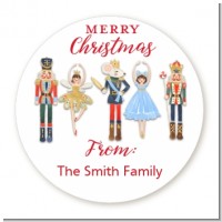 Nutcracker Ballet - Round Personalized Christmas Sticker Labels