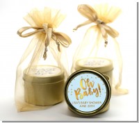 Oh Baby Shower Boy - Baby Shower Gold Tin Candle Favors