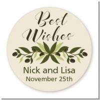 Olive Branch - Round Personalized Bridal Shower Sticker Labels