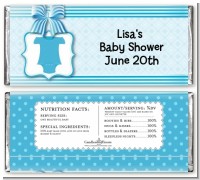 Baby Outfit Blue - Personalized Baby Shower Candy Bar Wrappers