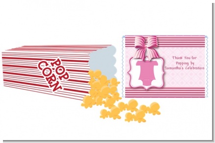 Baby Outfit Pink - Personalized Popcorn Wrapper Baby Shower Favors