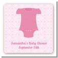 Baby Outfit Pink - Square Personalized Baby Shower Sticker Labels thumbnail