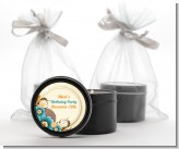 Orange & Blue Floral - Birthday Party Black Candle Tin Favors