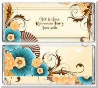 Orange & Blue Floral - Personalized Birthday Party Candy Bar Wrappers