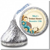 Orange & Blue Floral - Hershey Kiss Birthday Party Sticker Labels