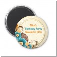 Orange & Blue Floral - Personalized Birthday Party Magnet Favors thumbnail