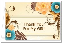 Orange & Blue Floral - Birthday Party Thank You Cards