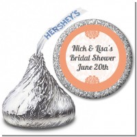 Orange Damask - Hershey Kiss Bridal Shower Sticker Labels