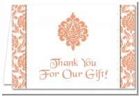 Orange Damask - Bridal Shower Thank You Cards