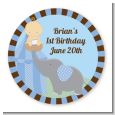 Our Little Boy Peanut's First - Round Personalized Birthday Party Sticker Labels thumbnail