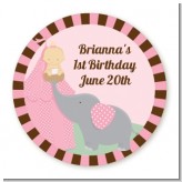 Our Little Girl Peanut's First - Round Personalized Birthday Party Sticker Labels