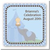 Our Little Peanut Boy - Square Personalized Baby Shower Sticker Labels