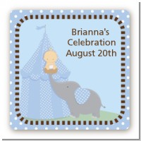 Our Little Peanut Boy - Square Personalized Baby Shower Sticker Labels