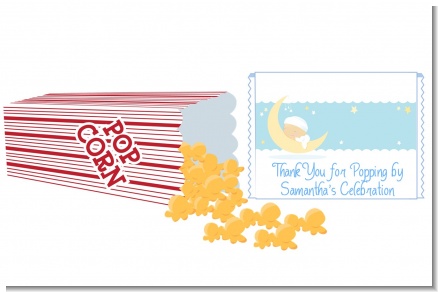 Over The Moon Boy - Personalized Popcorn Wrapper Baby Shower Favors