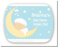 Over The Moon Boy - Personalized Baby Shower Rounded Corner Stickers