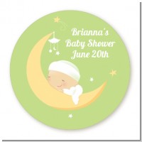 Over The Moon - Round Personalized Baby Shower Sticker Labels