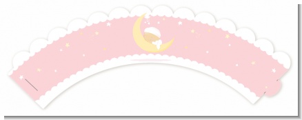 Over The Moon Girl - Baby Shower Cupcake Wrappers