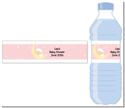 Over The Moon Girl - Personalized Baby Shower Water Bottle Labels