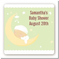 Over The Moon - Square Personalized Baby Shower Sticker Labels