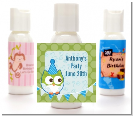 Owl Birthday Boy - Personalized Birthday Party Lotion Favors