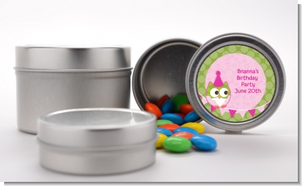 Owl Birthday Girl - Custom Birthday Party Favor Tins