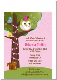 Owl Birthday Girl - Birthday Party Petite Invitations