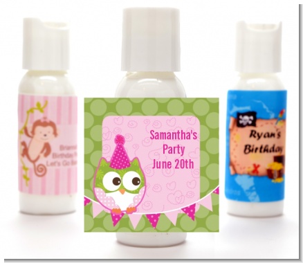 Owl Birthday Girl - Personalized Birthday Party Lotion Favors