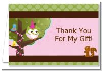 Owl Birthday Girl - Birthday Party Thank You Cards