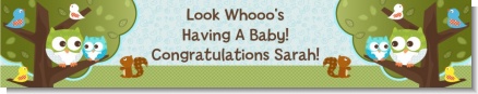 Owl - Look Whooo's Having A Boy - Personalized Baby Shower Banners