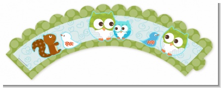 Owl - Look Whooo's Having A Boy - Baby Shower Cupcake Wrappers