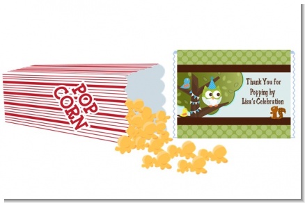 Owl Birthday Boy - Personalized Popcorn Wrapper Birthday Party Favors