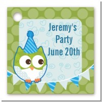 Owl Birthday Boy - Personalized Birthday Party Card Stock Favor Tags