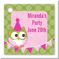 Owl Birthday Girl - Personalized Birthday Party Card Stock Favor Tags