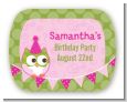 Owl Birthday Girl - Personalized Birthday Party Rounded Corner Stickers thumbnail