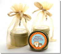 Owl - Fall Theme or Halloween - Baby Shower Gold Tin Candle Favors