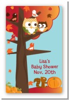 Owl - Fall Theme or Halloween - Custom Large Rectangle Baby Shower Sticker/Labels