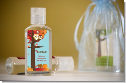 Owl - Fall Theme or Halloween - Personalized Baby Shower Hand Sanitizers Favors