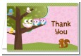 Owl - Look Whooo's Having Twin Girls - Baby Shower Thank You Cards thumbnail