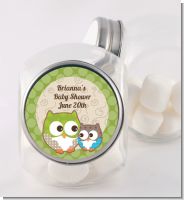 Owl - Look Whooo's Having A Baby - Personalized Baby Shower Candy Jar