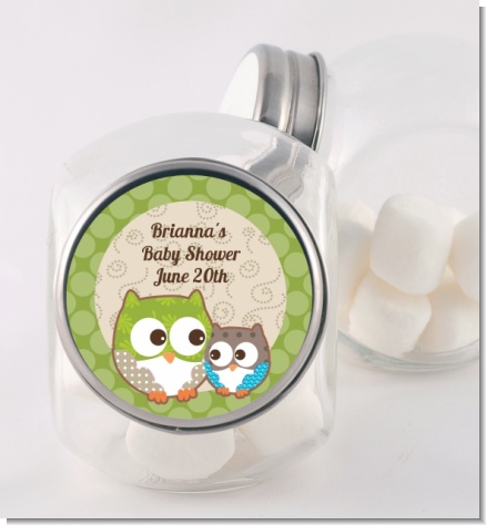Owl - Look Whooo's Having A Baby - Personalized Baby Shower Candy Jar