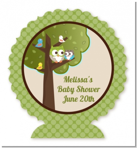 Owl - Look Whooo's Having A Baby - Personalized Baby Shower Centerpiece Stand