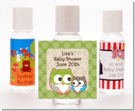 Owl - Look Whooo's Having A Baby - Personalized Baby Shower Hand Sanitizers Favors