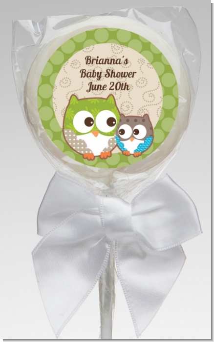 Owl - Look Whooo's Having A Baby - Personalized Baby Shower Lollipop Favors