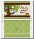 Owl - Look Whooo's Having A Baby - Personalized Popcorn Wrapper Baby Shower Favors