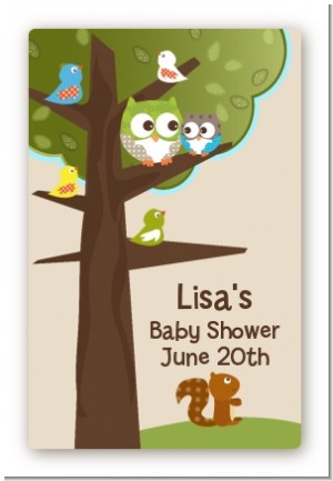 Owl - Look Whooo's Having A Baby - Custom Large Rectangle Baby Shower Sticker/Labels